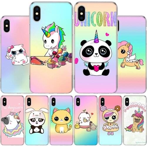 Cats Dog Unicorn Cartoon Doll Panda Phone Case For Apple Iphone 12 11 Mini Pro X XR XS Max 7 8 6 6S Plus 5 SE 7G 6G + Art Cover