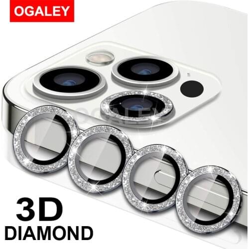 3Pcs Case For iPhone 12 Pro Max Case Diamond Camera Lens Protector For iPhone 11 Pro Max 12 Pro Tempered Glass Screen Protector
