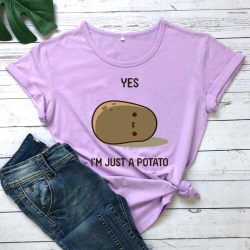 YES,I'M JUST A POTATO-shirt Harajuku kawaii style shirts Funny potato Shirt women aesthetic art vintage tee top drop shipoing