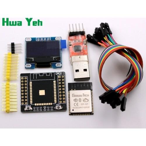ESP32F suite ESP-32F module+ESP32 Adapter Board+CP2102 module+0.96 inch OLED Yellow- blue+20CM Dupont line For arduino
