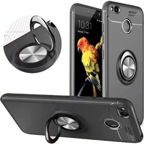 HereCase Phone Case for Redmi Note 4 4X TPU Shockproof Magnet Car Holder Stand Cover for Xiaomi Mi8 mi 8 MI5X 4A Finger Ring Cap
