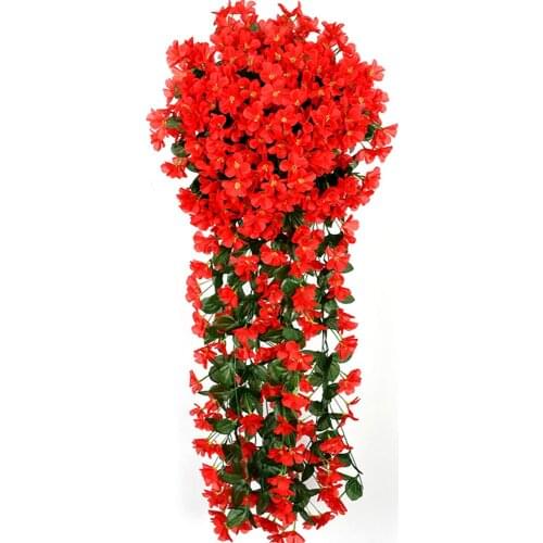 Simulation Violet Orchid Silk Cloth Flower Vine Beautiful Artificial Flowers 1 Bunch European Silk Flowers