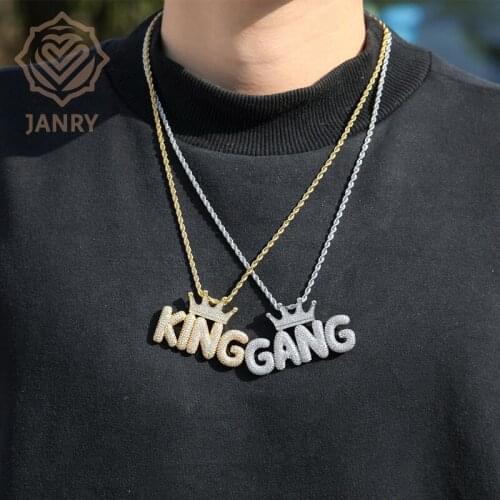 JANRY Customize Crown Letter Hip Hop Pendant Necklace Personality Creative Splicing Free Combination Necklace For Men Women