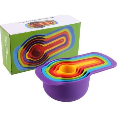 Kitchen household DIY color plastic measuring spoon with scale 6 pieces of measuring spoon baking tools