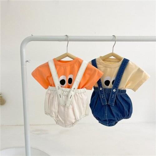 Summer New Kids Overall Pants Cartoon T-shirt Optional