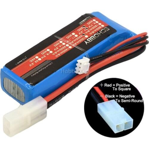 2S 7.4V 2200mAh 25C LiPO Battery Big Tamiya Female P-TO-S for 1/16 & 1/18 RC Buggy Car Truck Truggy