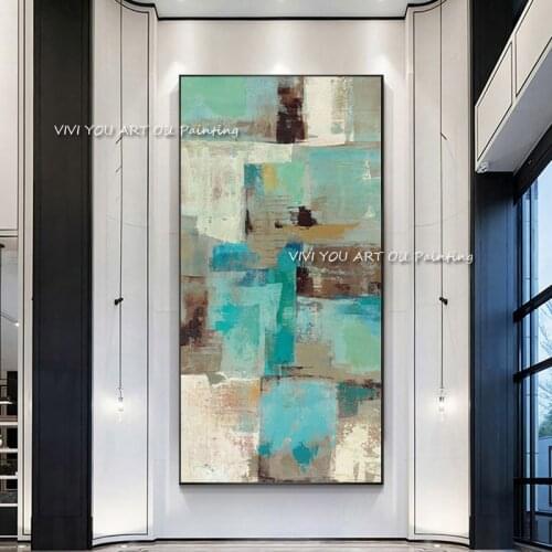 The Best Green Yellow Black Blue Gray Handpainted Oil Paintings Art Wall Art Pictures Home Wall Decor for Living Room Bed Room