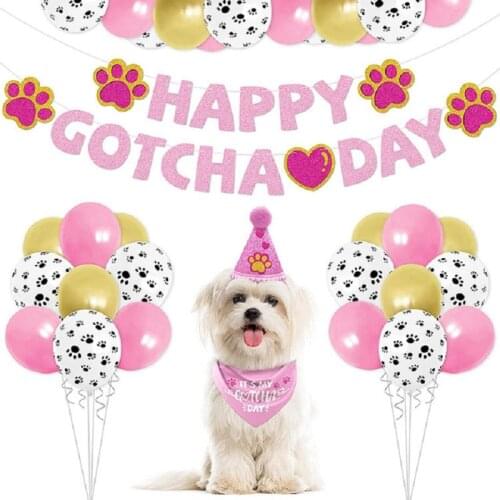 2021 Pet Bandana Banners Set Party Theme Decoration Balloon Dog Birthday Set