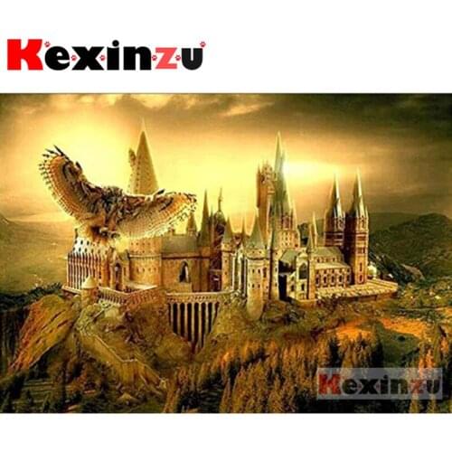 Kexinzu Full 5D DIY Square/Round Diamond Painting"Flying Eagle Castle"3D Embroidery Cross Stitch Mosaic diamond painting Gift X1