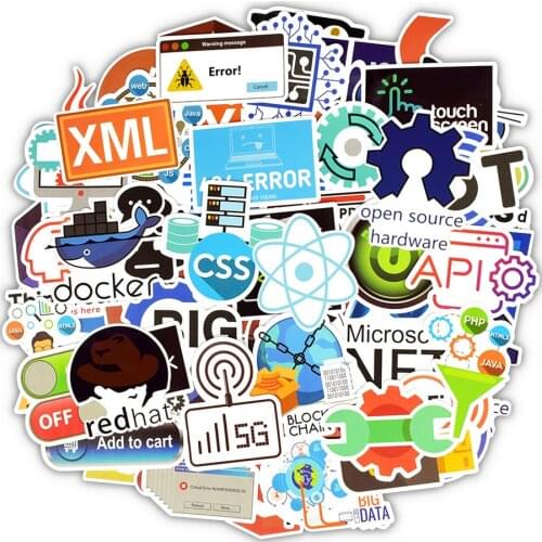 100PCS Internet Programming Language Stickers Java Html Logo Hacker Developer Cool Stickers to DIY Laptop Car Suitcase for Mac