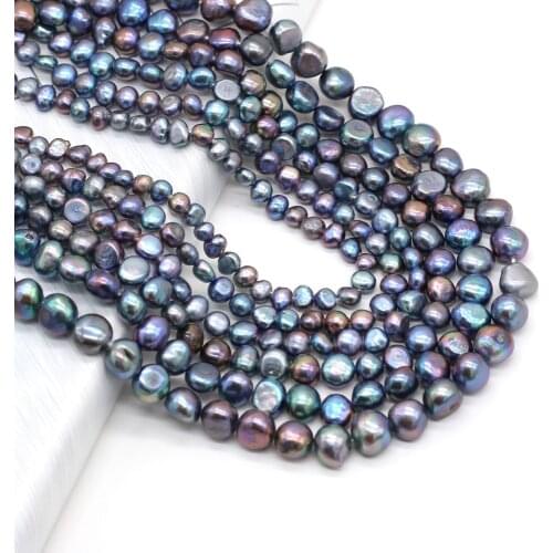 Natural Freshwater Pearl 5-10mm Size Black Double-sided Glossy Pearl Jewelry Making DIY Jewelry Necklace Bracelet Accessory 36CM