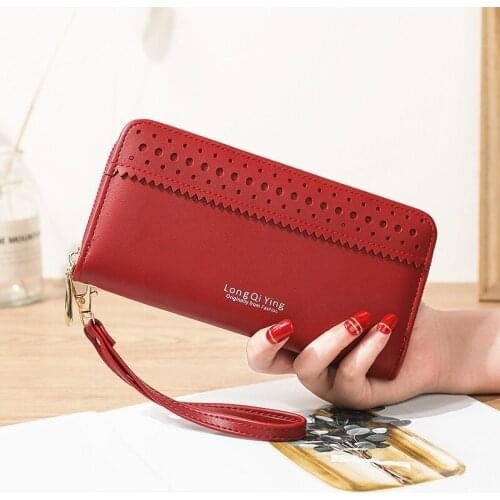 New Women Luxury Pu Leather Letters Wallets Female Long Large Capacity Purses Clutch Bag Ladies Fashion Wristband Cards