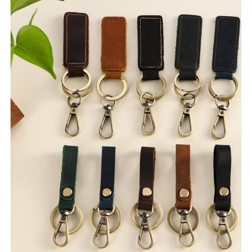 New Fashion Leather Belt Keychain Key Ring Retro Handmade Friendship Gift Keychain Car Key Ring Car Interior Accessories