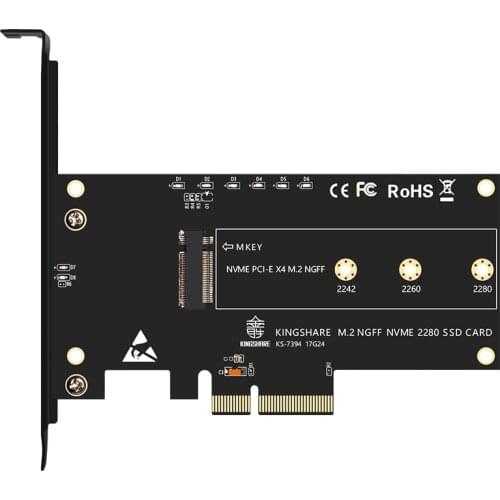 PCI-Express PCI-E 3.0 X4 to M.2 NGFF M Key Slot Converter Adapter Card M2 Nvme PCIE SSD Riser Card for Desktop Support 2230 22