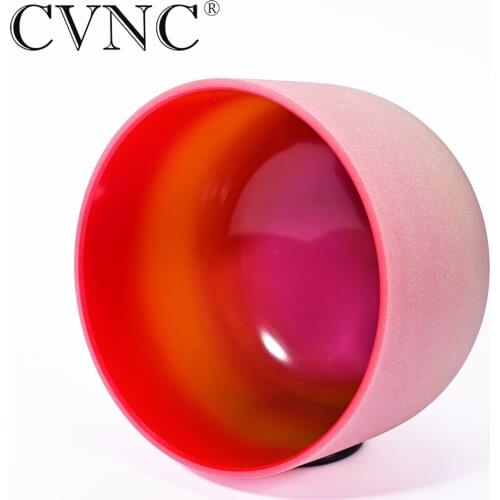 CVNC 8 Inch Red Rainbow Chakra Quartz Crystal Singing Bowl C Note Root Chakra 440Hz or 432Hz with Free Rubber Mallet and O-ring