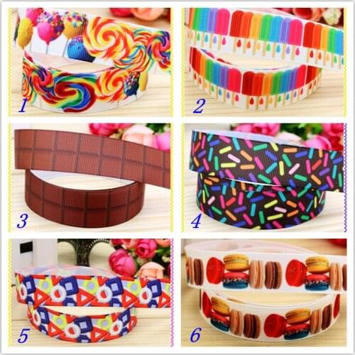7/8'' Free shipping cupcake donut sugar printed grosgrain ribbon hairbow headwear party decoration diy wholesale OEM 22mm S218
