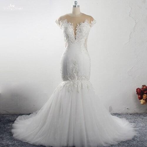 RSW1551 2019 New African Appliques Cap Sleeves Abito Da Sposa Mermaid Sexy Sheer Backless Abiti Da Sposa Vestido De Novia