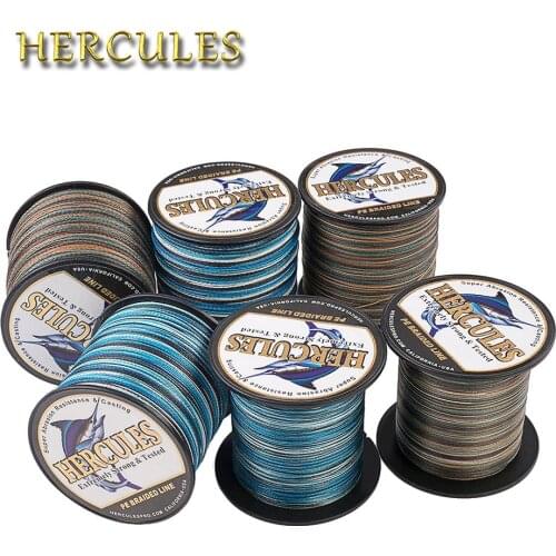 Hercules Fishing Line 4 Strands Carp Accessories 100-2000M PE Braided Wire Camo 6-100LB Fishing Cord Pesca Supplies Tackle