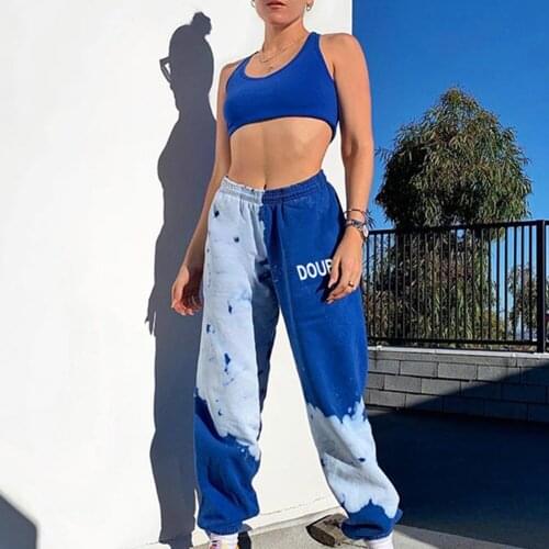 Letter Print Tie-dye Y2k Pants Women Baggy Sweatpants High Waist Cargo Pants Loose Casual Joggers Streetwear Autumn Winter New