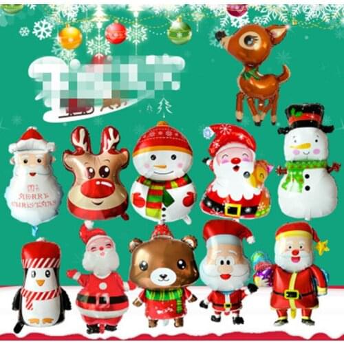 Santa Claus Christmas Elk Snowman Penguin Decoration Aluminum Balloon Christmas Holiday Party Decoration Balloon