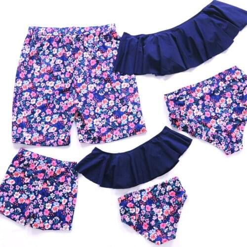 Family Swimwear Flower Mother Daughter Bikini Mommy Daddy and Me Matching Clothes Outfits Father Son Swim Bathing suit YZQ035