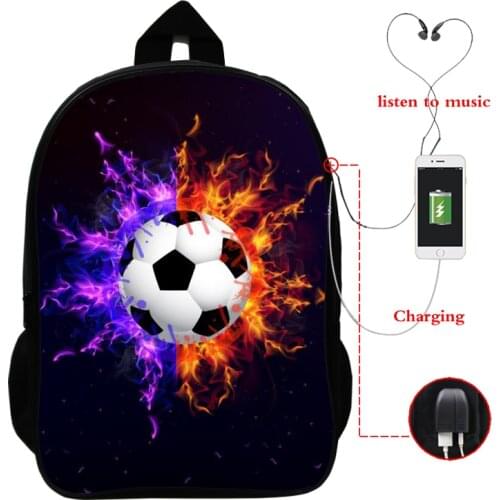 New Cartoon 3D Football Schoolbag Primary School Backpacks for Children Student School Rucksack with Usb Charging Big Book Bag