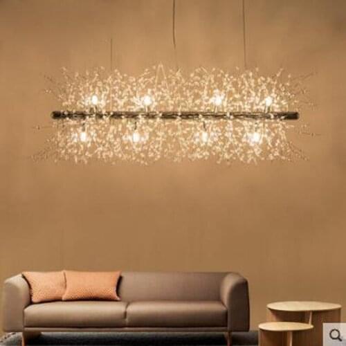 Nordic modern minimalist living room crystal restaurant chandelier crystal creative led art bar warm bedroom lamps led fixture