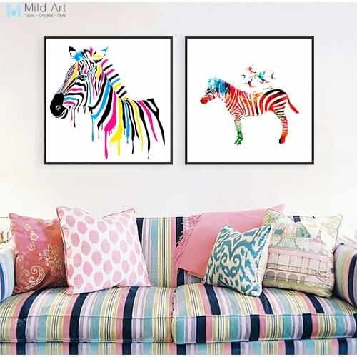 Contemporary Color Animals Zebra Birds Large Posters and Prints Living Room Wall Art Picture Home Decor Canvas Painting No Frame
