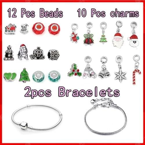 24Pcs/Set Special offer Christmas Charm Enamel Bracelet Party Home Furnishing Metal Craft Bracelet Set DIY Jewelry Accessories