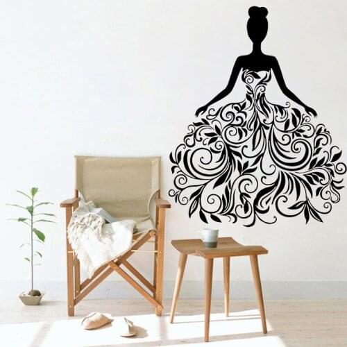 Bridal Shop Wall Sticker Beautiful Wedding Dress Vinyl Decal Removable Store Window Decoration Creative Wedding Clothing Decals