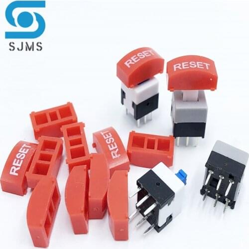 10PCS Tactile Push Button Switch Self Locking 5.8*5.8MM 7*7MM 8*8MM 8.5*8.5MM Reset Micro Switch + (10PCS A02 RESET Tact Cap)