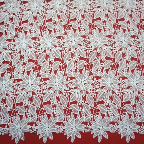 2 Yard/ Lot Embroidery fabric hollow water soluble lace elastic milk silk embroidery full of large flower three-dimensional