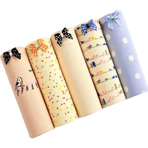 New Arrived 3Pcs/Lot Girl Panties Underwear Lace Briefs Cotton Lingerie Soft Comfortable Bowknot Cartoon Panty Wholesale T689-4