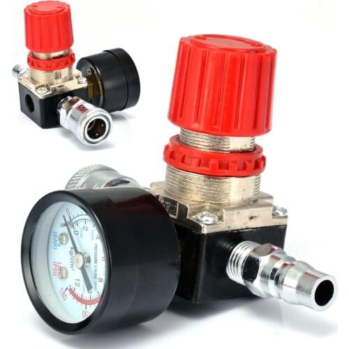 1/4" Air Compressor Pressure Regulator Switch Valve Gauge 180PSI 12 Bar for Air Compressor Pressure Control Pneumatic Tools