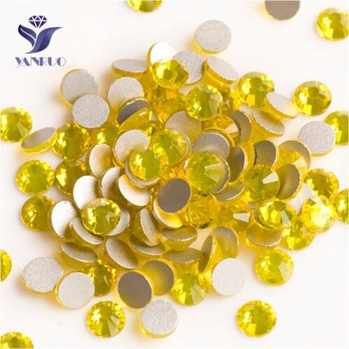 YANRUO 2058NoHF SS20 Citrine 1440Pcs Glass Stone Stick On Nails DIY Strass Non Hotfix Flat Back Crystal Rhinestone