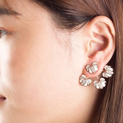 Bride Talk Unique Design Abalone Shell Detachable Earrings Cubic Zirconia Fashion Ear Ornaments Jewelry For Women Wedding Party