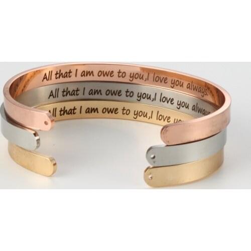 Engraved Inside All that I am owe to you Elegant Bangle Stainless Steel 6mm Open Women Lady Bracelets Jewelry 2019 Dropshipping