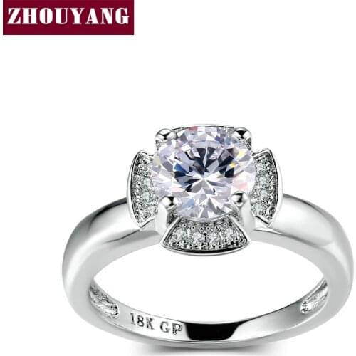 ZHOUYANG Silver Color Cubic Zirconia Vintage Fashion Wedding & Engagement Ring Jewelry For Women As Aniversary Gift ZYR658