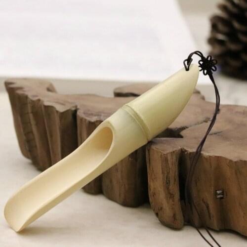 1Pc Retro Style Delicate Spoon Tea Scoop Natural Chinese Kongfu Tea Accessories Portable Wooden Bamboo