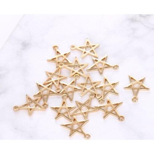 11mm Gold Silver Hollow Star Charms Copper Pendant DIY Accessories For Handmade Earrings Bracelets Necklace 100pcs