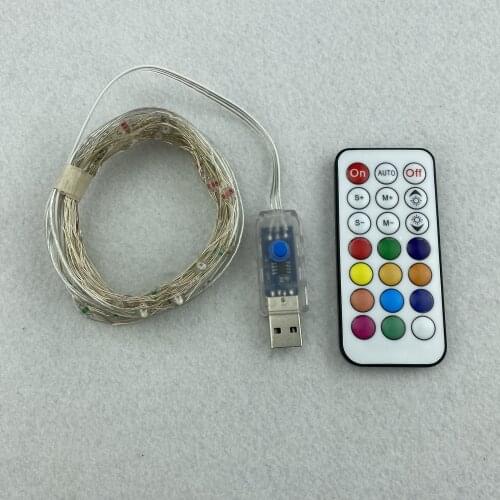 5 meters/50 LEDs WS2812B LED copper wire string light;USB with RF 21keys Controller Full Color Addressable Individually Ligh