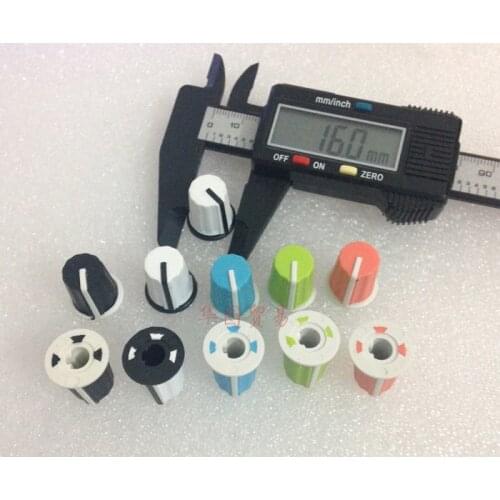 5pcs DIY 90 degree potentiometer knob rubber / mixer equalizer EQ disc player CD knob cap blue green orange black white