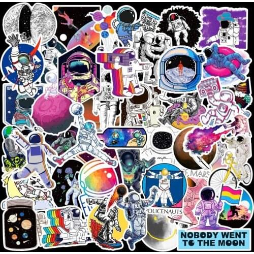 50pcs / Bag High Quality Astronaut Outer Space Exploration Cool Hot Sale Waterproof Sticker DIY Trolley Case Skateboard Sticker