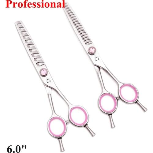 6.0 Hair Scissors Professional High Quality Barber Scissor 440C Hairdressing Scissors Thinning 10/18 Fish Teeth Salon Tool 2006