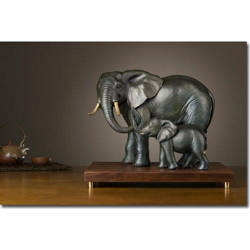 African culture Asia Thailand HOME company Business Decor art Elephant Family ART bronze sculpture statue Large good gift