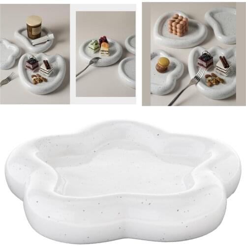 White Elegant Ceramic Serving Dish Crockery Tableware Dessert Plate Bowls Fruits Salads Cakes Storage Tray
