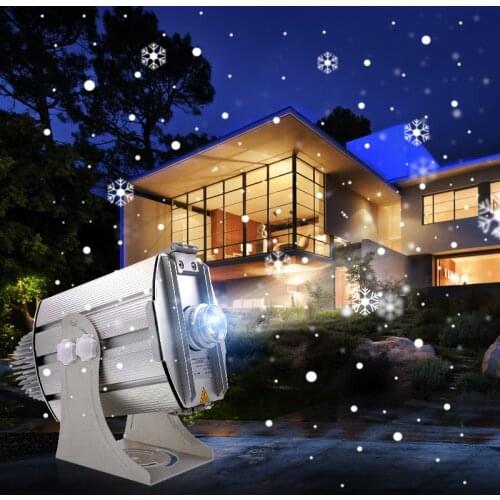 Free Shipping 2019 Laser Projector Logo Outdoor 80W Adjustable Snowflake Gobo Led Projection Lamp Advertising Lights New Arrival