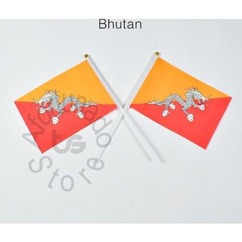 Bhutan 14*21cm flag Banner hand waving National flag Home Decoration flag banner