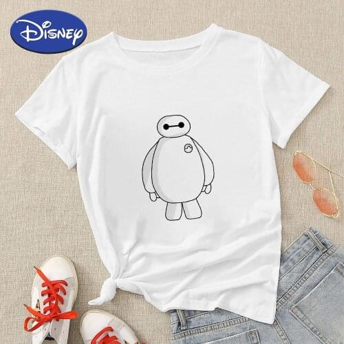 Disney Cute Baymax Simplicity Printed Womens shirt Europe and America Harajuku Tumblr T-shirt Trend Big Hero 6 Oversize Tops