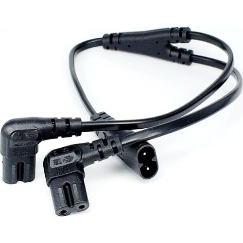 IEC320 C8 to 2X C7 Y Split AC Power Cord, IEC Figure 8 Male to 2 Female 1 in 2 Out AC Power Cable, Length=39CM Black